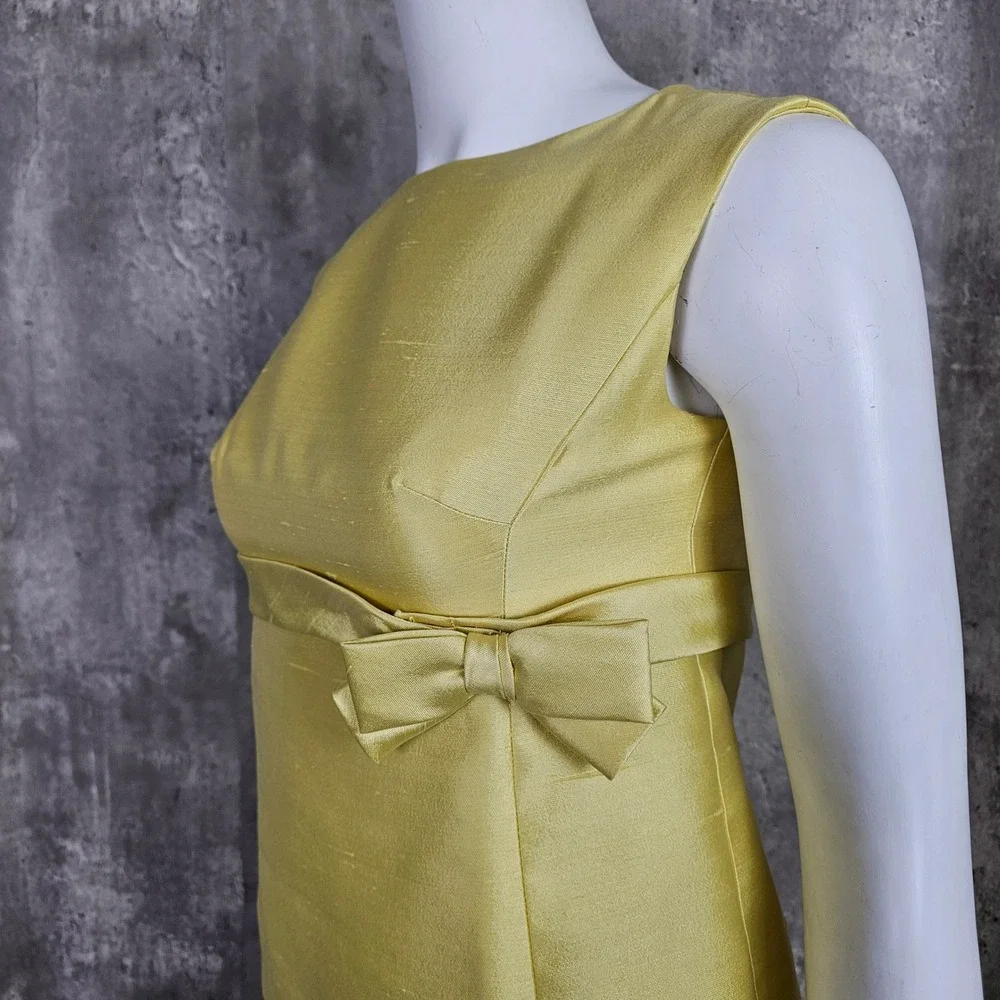 Vintage 60s Joan Leslie By Kasper Yellow Dress‎ Set Sleeveless Bow Detail